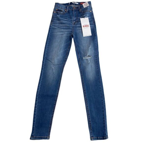 Celebrity Pink Destructed Ripped Skinny Ankle Jeans Women's 26 Blue‎ Hi-Rise NEW - Picture 1 of 10